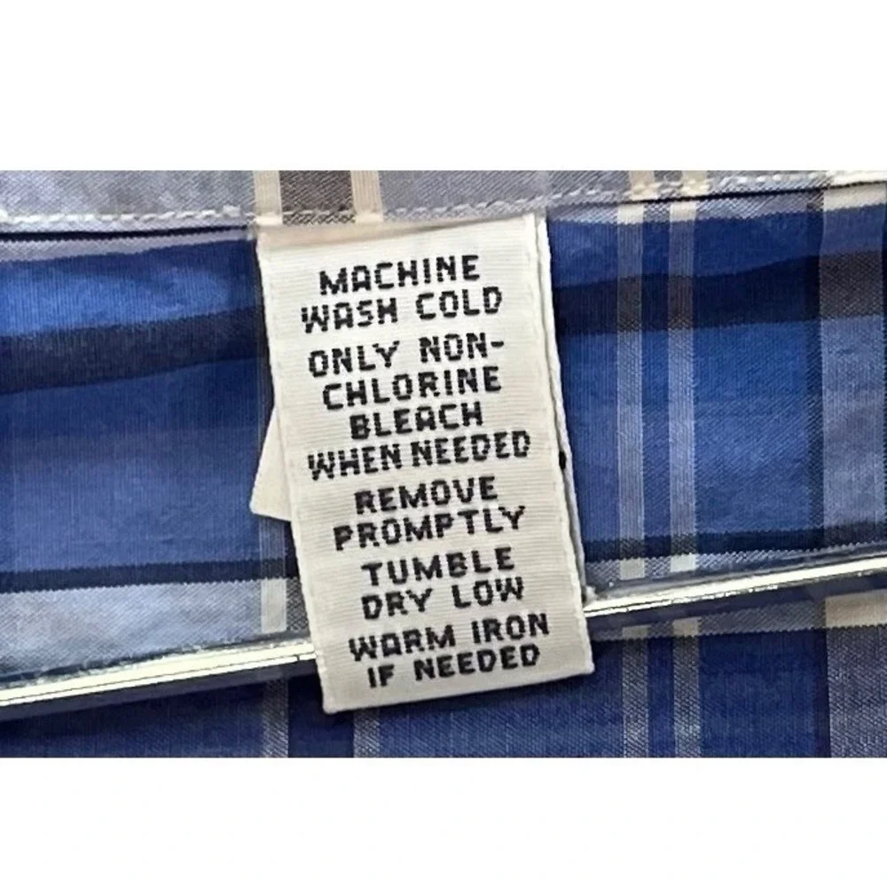 Polo Ralph Lauren Mens Blue White Plaid Classic Fit Cotton Button Down Shirt L